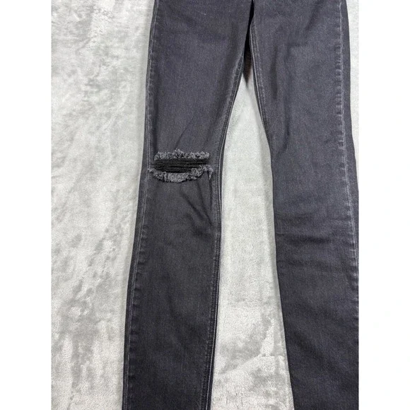 Reformation Jeans High & Skinny Faded Black Destroyed Size 23 - Picture 13 of 14